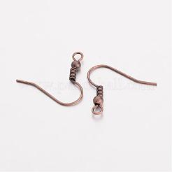 真鍮のピアスフック  耳ワイヤー  水平ループ付き  ニッケルフリー  赤銅鉱  17~19x16~18x0.6~0.7mm  21~22ゲージ  穴：2mm&nbsp;EC135Y-NFR