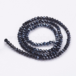 電気メッキガラスビーズ連売り  フルメッキ  多面カット  ロンデル  ヘマタイトメッキ  2.9~3.3x2mm  穴：0.8~1mm  約105~110個/連  29~31cm&nbsp;LS-EGLA-J047-3x2mm-F17