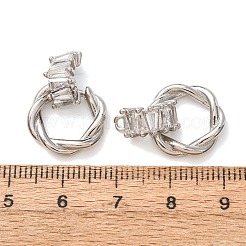 Brass Pave Clear Cubic Zirconia Pendants&nbsp;CU-CBA2907-13P