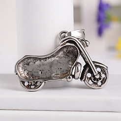 レトロ 316 サージカルステンレス バイクペンダント  アンティークシルバー  27x42.5x10mm  穴：5.5x8mm&nbsp;STAS-E096-52AS