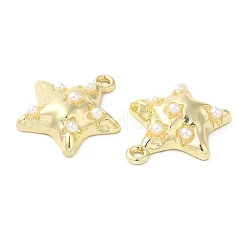 Abs プラスチック模造真珠ペンダント  合金パーツ  カドミウムフリー＆ニッケルフリー＆鉛フリー  星のチャーム  ゴールドカラー  19x17x5mm  穴：1.6mm&nbsp;PALLOY-H128-07G