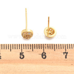Flat Round Brass Micro Pave Clear Cubic Zirconia Stud Earrings&nbsp;EJEW-H162-05G