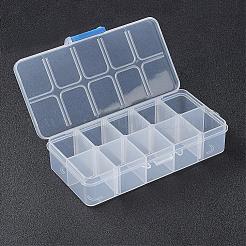 オーガナイザー収納プラスチックボックス  調整可能な仕切りボックス  長方形  ホワイト  13.5x7x3cm  コンパートメント：3x2.5センチメートル  10区画/ボックス&nbsp;CON-WH0001-02