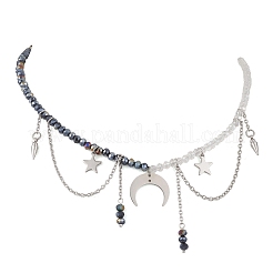 304 Stainless Steel Double Horn Star Pendant Necklaces&nbsp;NJEW-TA00246