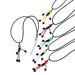 Halloween Theme Skeleton Glass Seed Beaded & Natural Black Onyx(Dyed & Heated) & Skull Dyed Synthetic Turquoise Pendant Necklaces&nbsp;NJEW-MZ00117