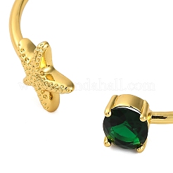 Starfish Rack Plating Brass Cuff Bracelets for Women&nbsp;BJEW-M040-04G