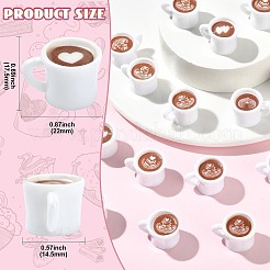 50個 5スタイル 樹脂製コーヒー/皿/コーヒー豆の置物装飾品  マイクロランドスケープドールハウスアクセサリー  小道具の装飾のふりをする  ホワイト  22x17.5x14.5mm  10個/スタイル&nbsp;DJEW-CJ0001-33