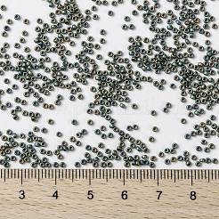 MIYUKIラウンドロカイユビーズ  日本製シードビーズ  15/0  （rr2008)マットメタリック緑青アイリス  15/0  1.5mm  穴：0.7mm  約5555PCS /ボトル  10 G /ボトル&nbsp;SEED-JP0010-RR2008