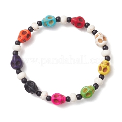 Synthetic Turquoise & Glass Seed Beads Bracelets&nbsp;BJEW-JB12169