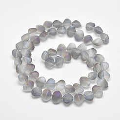 つや消し電気メッキガラスシェルビーズ連売り  虹メッキ  ラベンダー  12x14.5x10mm  穴：1mm  約32個/連  16インチ&nbsp;EGLA-M002-B05