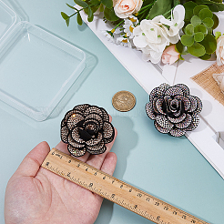 2Pcs Velet & Rhinestone Brooches&nbsp;JEWB-FH00025