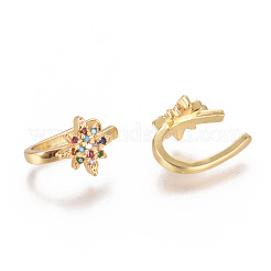 Golden Plated Brass Micro Pave Cubic Zirconia Cuff Earrings&nbsp;EJEW-L244-25G