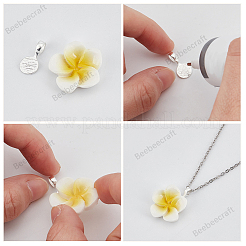 2Pcs 2 Colors 925 Sterling Silver Glue-on Flat Pad Bails&nbsp;STER-BBC0009-76