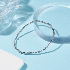 女性のためのガラスの丸いビーズのストレッチブレスレット  プラチナ  内径：2-1/8インチ（5.5cm）  ビーズ：2mm&nbsp;BJEW-JB07911-05