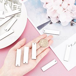 木材ダングルピアス  真鍮のピアスフックとアイスピックピンチベイル  長方形  プラチナ  矩形：50x13x3mm  穴：2mm  ピアスフック：30mm  ピン：0.7mm  10セット /箱&nbsp;EJEW-SC0001-19P