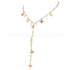 304 Stainless Steel & Rice Natural Pearl Star Long Tassel Y Necklaces for Women&nbsp;NJEW-JN06165