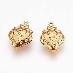 304ステンレスペンダント  苺  ゴールドカラー  15x11x4mm  穴：1mm&nbsp;X-STAS-G176-21G