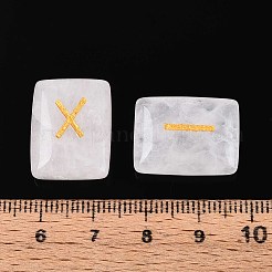 エルダーフサルクのアルファベットが刻まれた長方形の天然水晶ルーン石25個  19.5~20x15x5.5~6mm&nbsp;G-T142-38