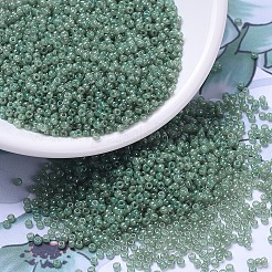 MIYUKIラウンドロカイユビーズ  日本製シードビーズ  11/0  （rr2375)透明ライトモスグリーンの光沢  2x1.3mm  穴：0.8mm  約5500個/50g&nbsp;SEED-X0054-RR2375