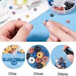 天然溶岩岩ビーズ連売り  染め  フラットラウンド  ミックスカラー  8~8.5x3~4mm  穴：2mm  6色  30個/カラー  180個/箱&nbsp;G-NB0001-57