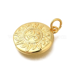 Flat Round with Sun Rack Plating Brass Pendants&nbsp;KK-I716-18G