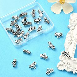 25スタイルのチベットスタイルの合金チューブベイル5個。  ループベイル  中空カーブチューブ  アンティークシルバー  8~11x9~14x5~6mm  穴：1~2mm  内径：2.7~4mm  5個/スタイル&nbsp;FIND-YW0003-13
