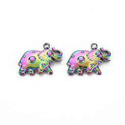 ステンレスペンダント201個  象  虹色  12x16x3mm  穴：1.4mm&nbsp;STAS-S119-039