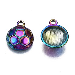 合金チャーム  カドミウムフリー＆ニッケルフリー＆鉛フリー  サッカー  虹色  14.5x12x4mm  穴：1.8mm&nbsp;LS-PALLOY-N163-020-NR