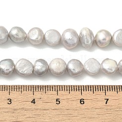 染色天然淡水パールビーズ連売り  研磨両側  ライトグレー  8~9mm  穴：0.5mm  約23個/連  6.89''（17.5センチメートル）&nbsp;PEAR-A006-09D