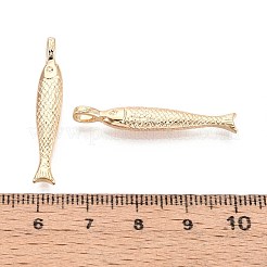 真鍮チャーム  魚  18KGP本金メッキ  34x5.5x4mm  穴：3.5x2.2mm&nbsp;KK-T071-33G