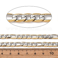 304ステンレススチールツートンフィガロチェーン  イオンプレーティング（ip）  溶接されていない  長方形  スプールで  ゴールデン·ステンレス鋼色  9.5x6x2mm&nbsp;CHS-K023-05GP
