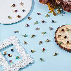 120Pcs Natural Mixed Gemstone Round Charms&nbsp;G-HS0001-06