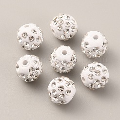樹脂粘土ラインストーンビーズ  パヴェボールディスコビーズ  ラウンド  クリスタル  9.5mm  穴：1.8mm&nbsp;RB-WH0008-01B