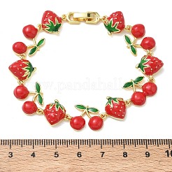 Brass & Enamel Link Chain Bracelets for Women&nbsp;BJEW-A171-02G