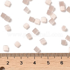 ガラスシードビーズ  模造キャットアイ  丸い穴  六角  桃パフ  3.5x3.8x3.5mm  穴：1mm  約6338個/ポンド&nbsp;SEED-H002-D-A816