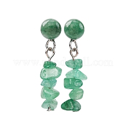 Natural Green Aventurine Dangle Stud Earrings&nbsp;EJEW-JE06371-02