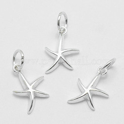 925スターリングシルバーペンダント  ヒトデ/海星  スタンプ925個付き  銀  15x9.5x2mm  穴：4mm&nbsp;STER-K170-03S