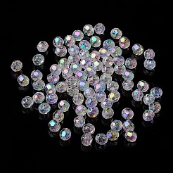 Abカラー透明アクリルファセットラウンドクリアabビーズ  6mm  穴：1mm&nbsp;X-PL642-22