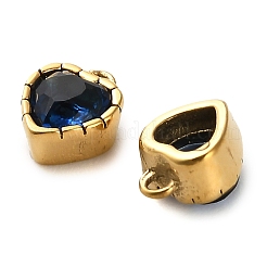 304ステンレスペンダント  キュービックジルコニア付き  ハート  プルシアンブルー  6.5x5.5x3.5mm  穴：1mm&nbsp;STAS-H438-15G-03