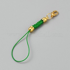 合金ポリエステル携帯ストラップ  アイアン製カニカン付き  グリーン  8.5cm&nbsp;AJEW-WH20004-68G-06