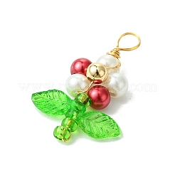 9色のパールガラスパールペンダント9個  花  アクリルと銅線を使用  ミックスカラー  26.5x17.5x6mm  穴：3.6mm&nbsp;PALLOY-JF03389