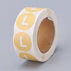 紙粘着衣類サイズラベル  洋服用  サイズタグ  サイズlのラウンド  きいろ  25mm  500PCS /ロール&nbsp;LS-DIY-A006-B01