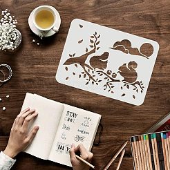 プラスチック再利用可能な描画絵画ステンシル テンプレート  ファブリック タイル 床 家具 木材の塗装用  長方形  リス模様  297x210mm&nbsp;DIY-WH0202-298