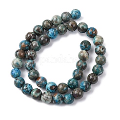 Dyed Natural Ocean Agate/Ocean Jasper Round Beads Strands&nbsp;G-E331-30A
