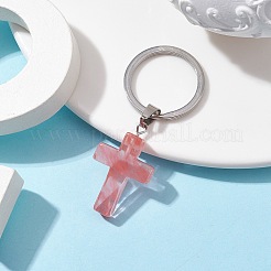 Synthetic Cherry Quartz Glass Keychains&nbsp;KEYC-JKC00729-01