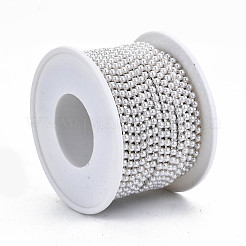 真鍮の連爪チェーン  アブソリュートプラスチック模造パールビーズ  スプールで  銀  ss8.5  2.4~2.5mm  約10ヤード/ロール（9.14メートル/ロール）&nbsp;CHC-Q012-SS8.5-01S