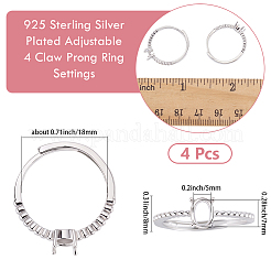 4Pcs Brass Adjustable Rings Settings&nbsp;KK-BBC0023-83A