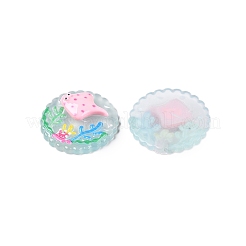 Ocean Theme Flat Round Resin Cabochons&nbsp;CRES-T025-02A