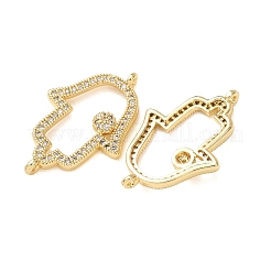 Brass Micro Pave Clear Cubic Zirconia Connector Charms&nbsp;CU-CBA4579-10G-A