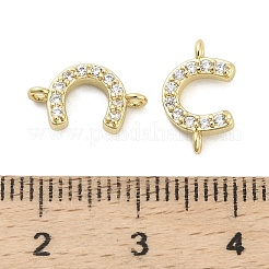 Brass Micro Pave Clear Cubic Zirconia Horseshoe Connector Charms&nbsp;KK-H527-09G